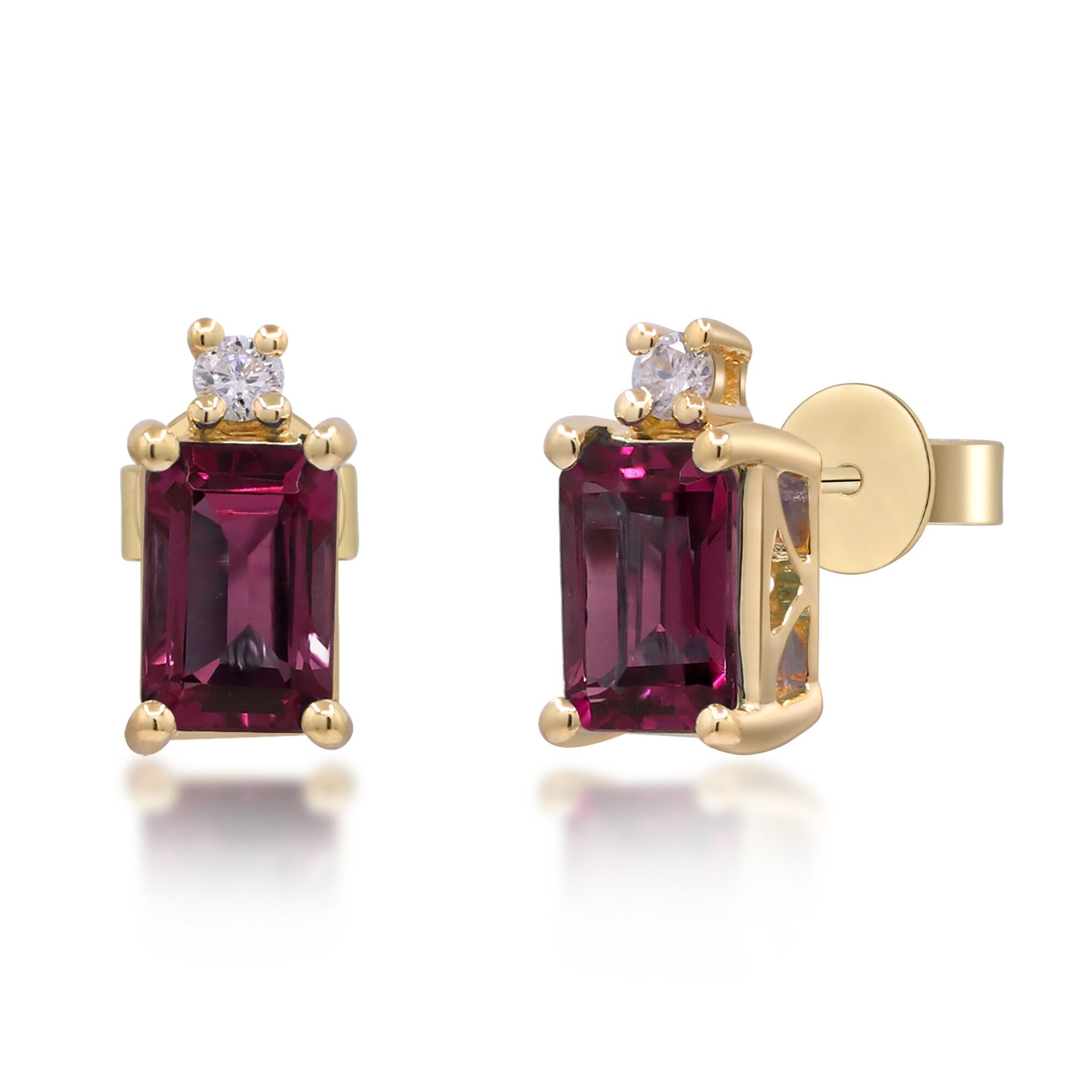 Garnet and Diamond Accent Earrings in 10K Yellow Gold