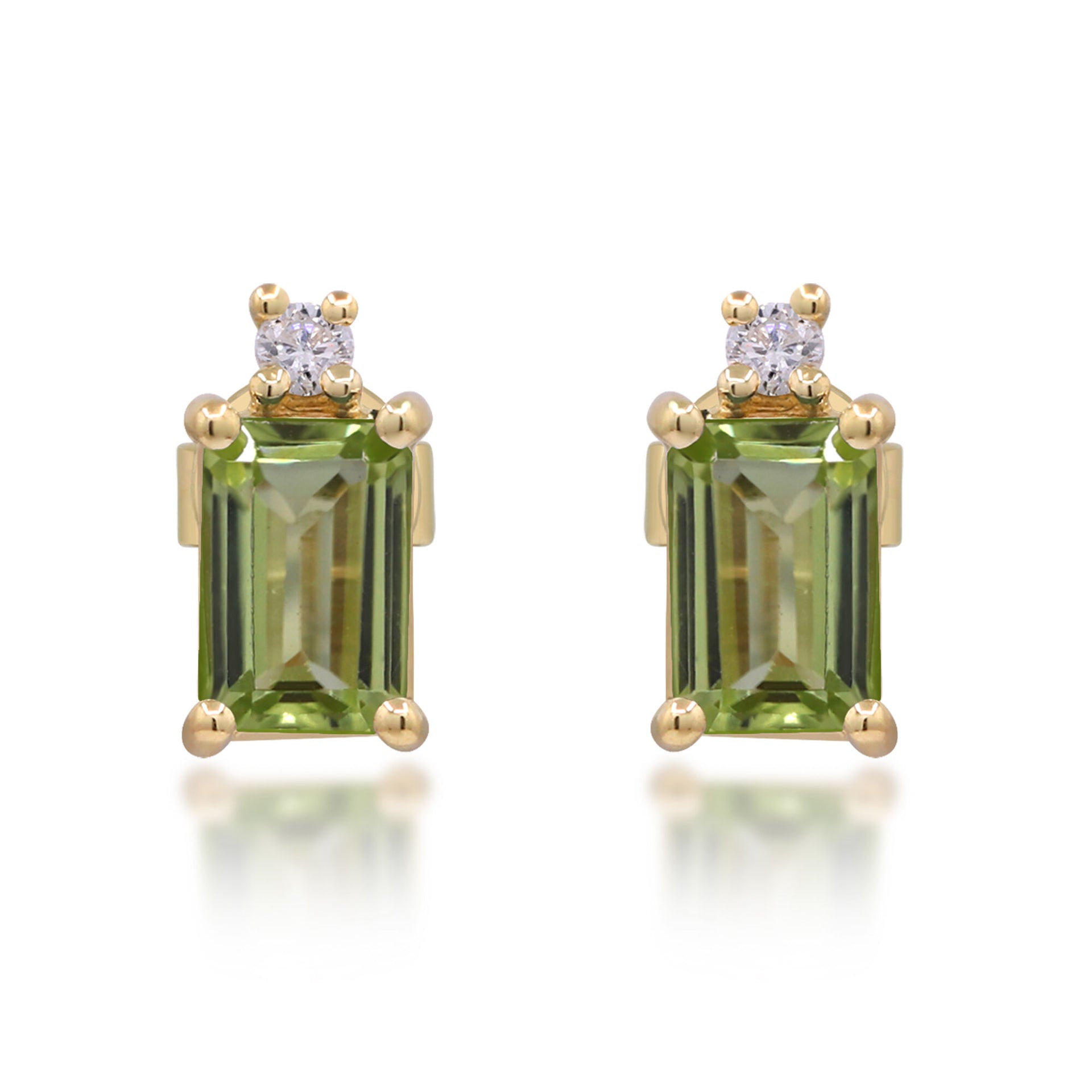 Peridot and Diamond Accent Earrings in 10K Yellow Gold