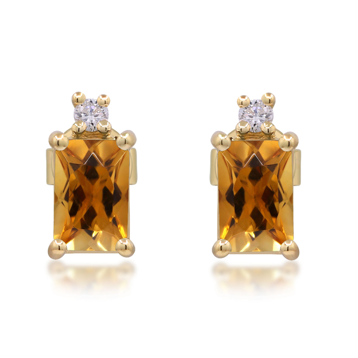 Citrine and Diamond Accent Earrings in 10K Yellow Gold