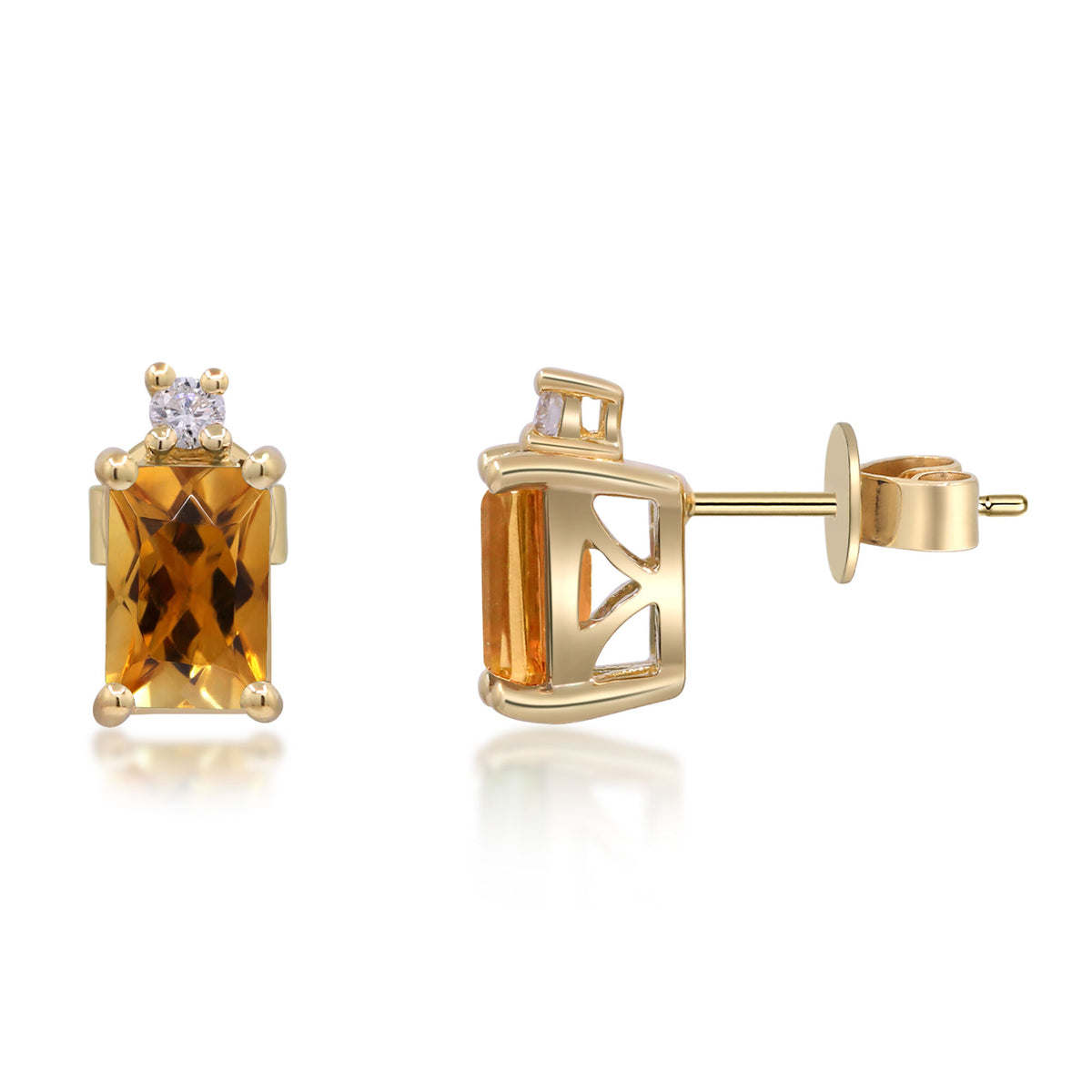 Citrine and Diamond Accent Earrings in 10K Yellow Gold