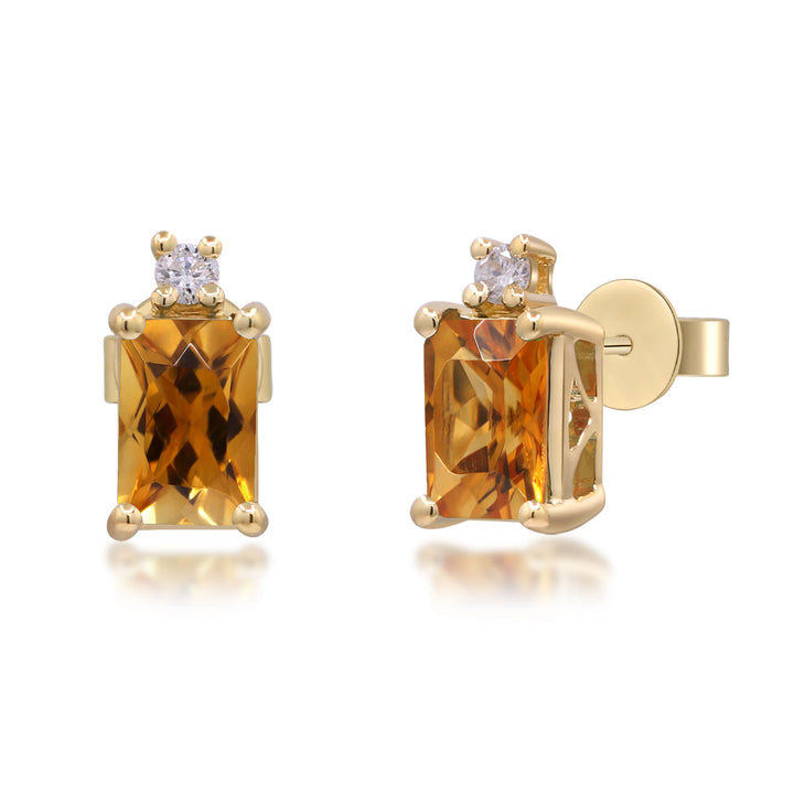 Citrine and Diamond Accent Earrings in 10K Yellow Gold