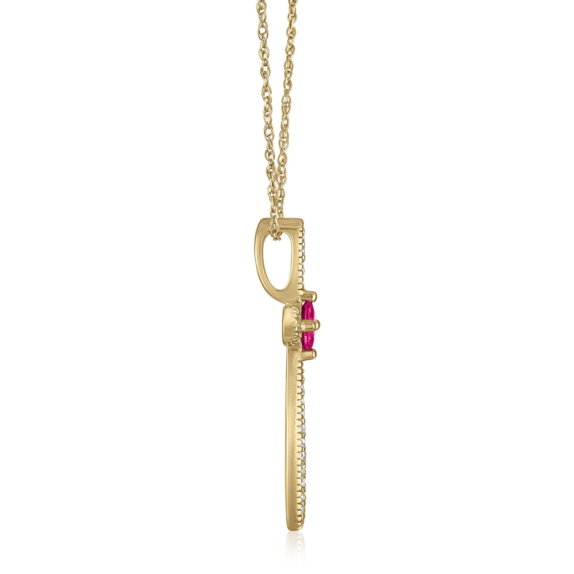 Ruby Cross Pendant in 14K Yellow Gold (1/10 ct. tw.)