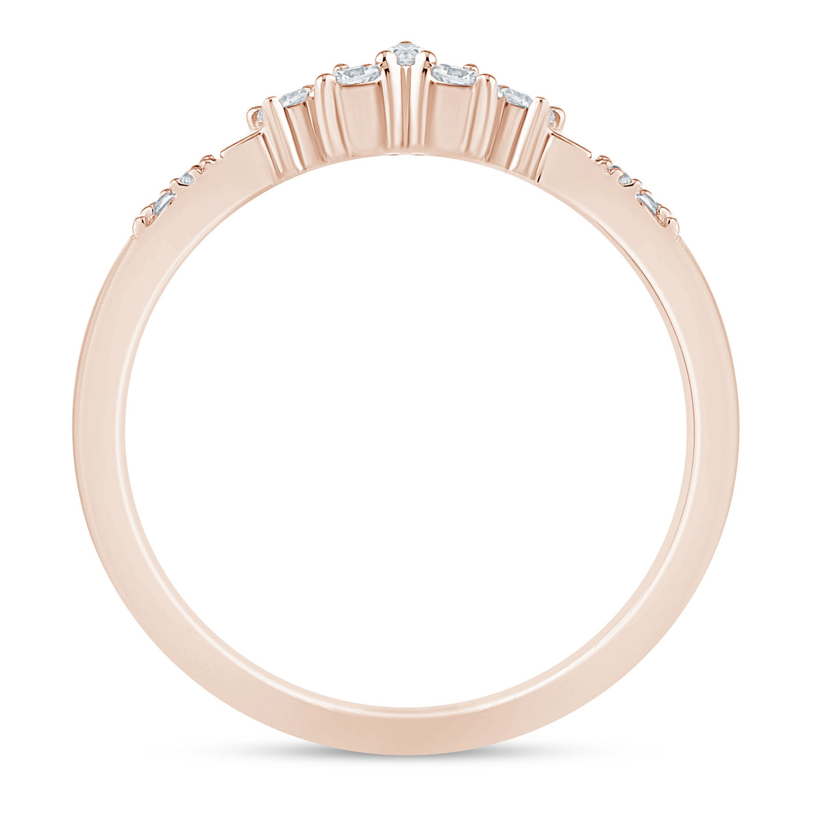 Marquise-Cut and Round Chevron Contour Band in 14K Rose Gold (1/8 ct. tw.)