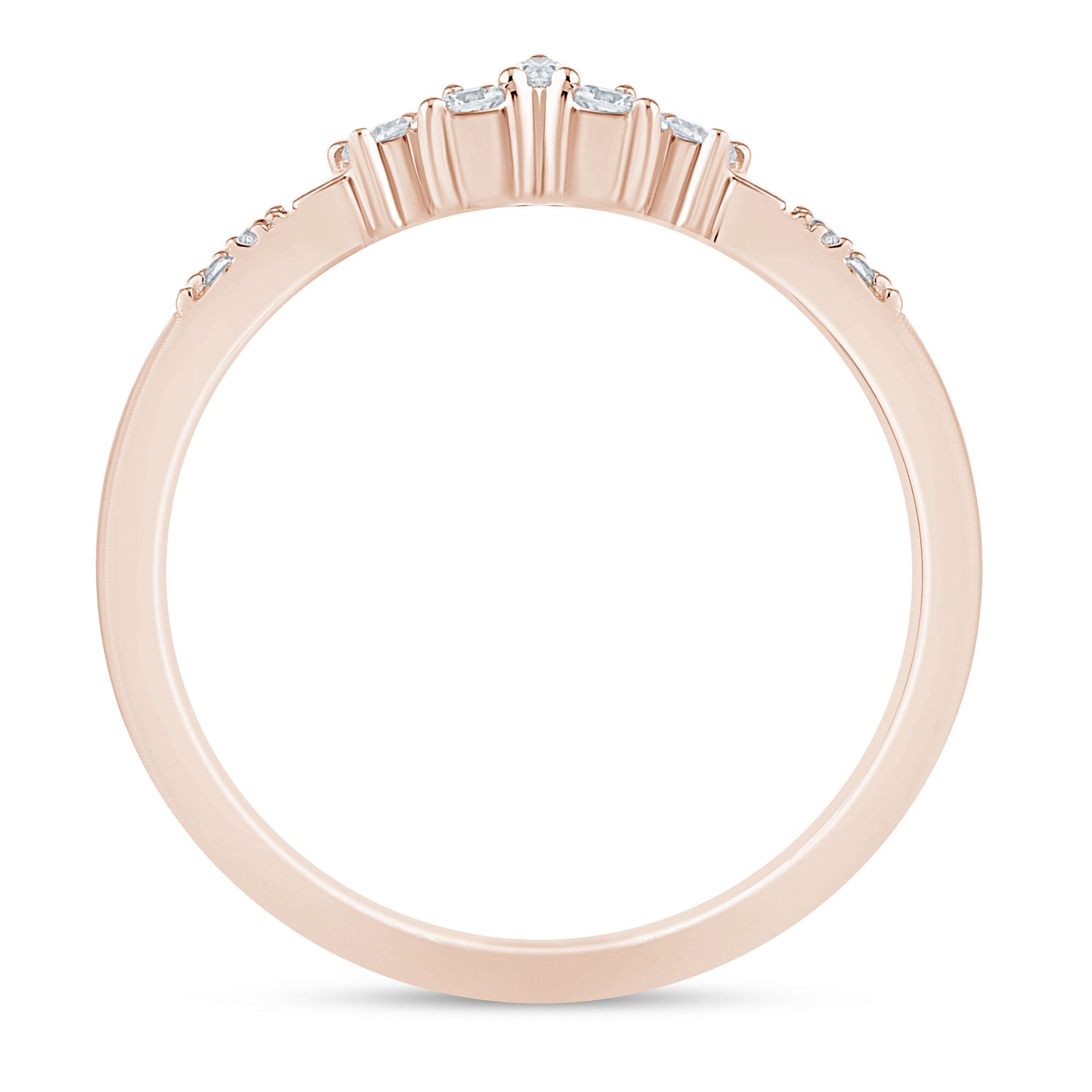 Marquise-Cut and Round Chevron Contour Band in 14K Rose Gold (1/8 ct. tw.)