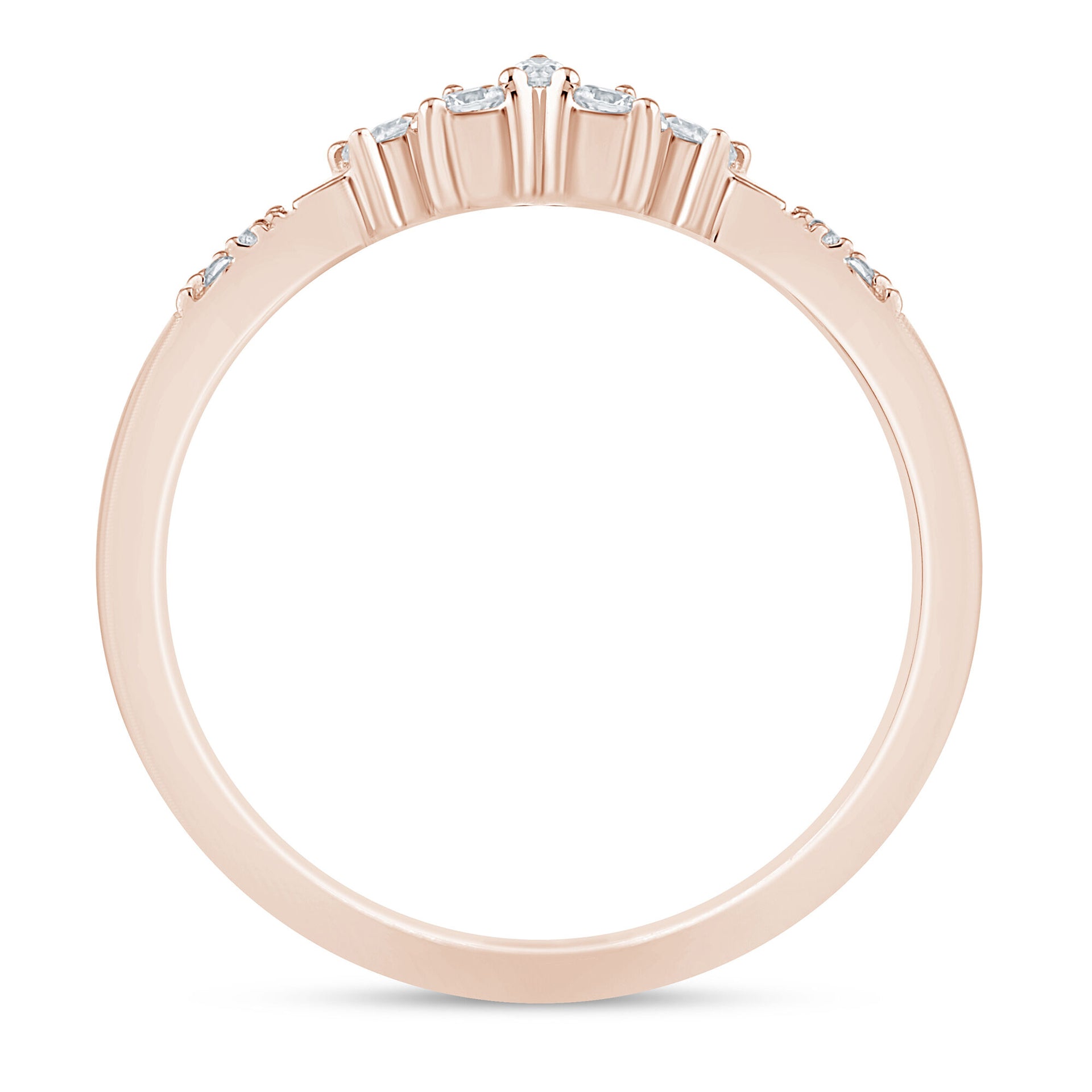 Marquise-Cut and Round Chevron Contour Band in 14K Rose Gold (1/8 ct. tw.)