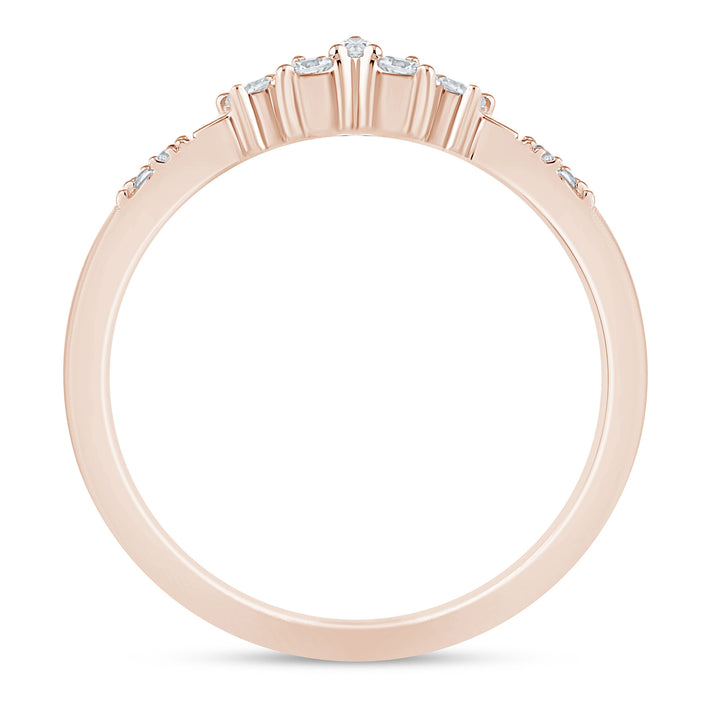 Marquise-Cut and Round Chevron Contour Band in 14K Rose Gold (1/8 ct. tw.)