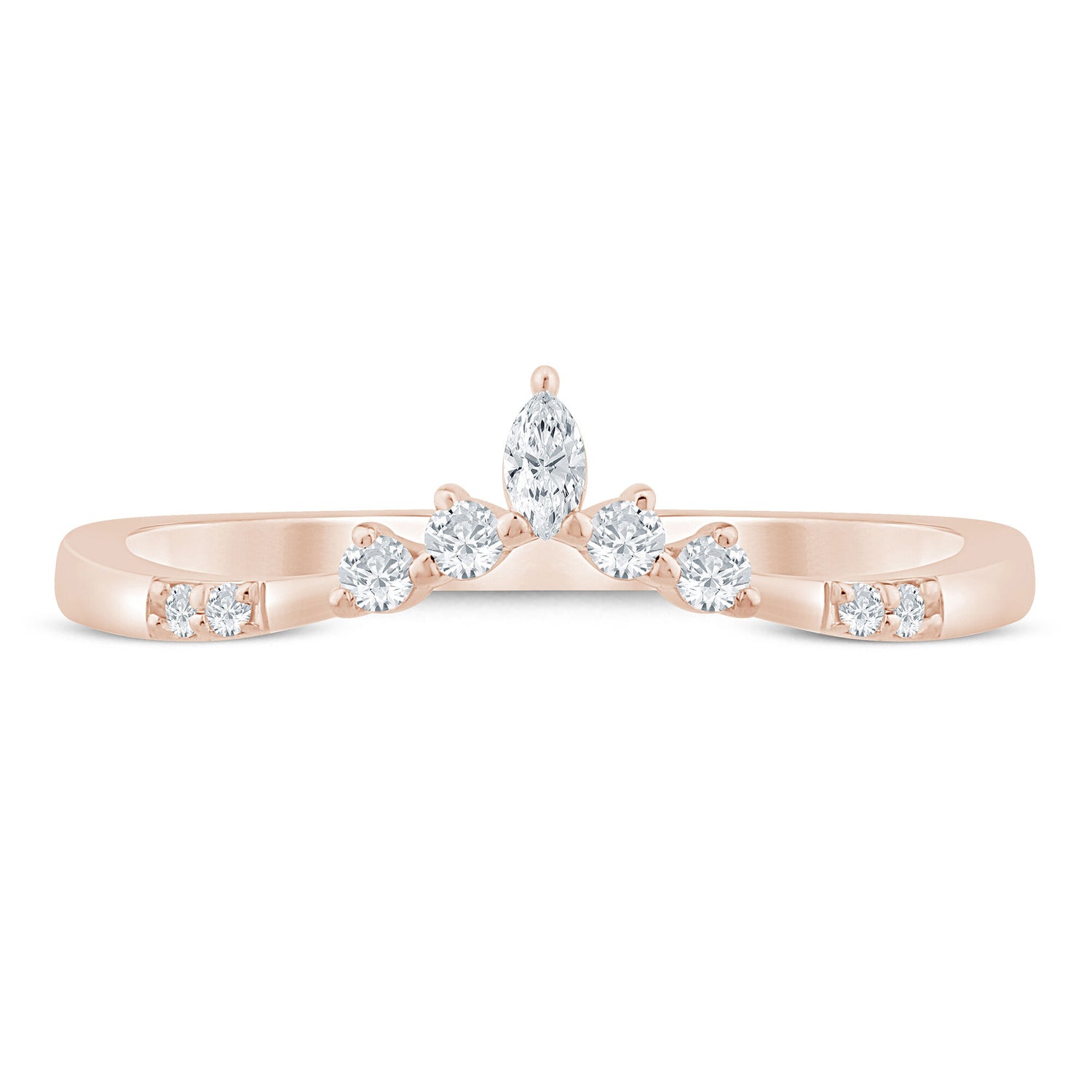 Marquise-Cut and Round Chevron Contour Band in 14K Rose Gold (1/8 ct. tw.)