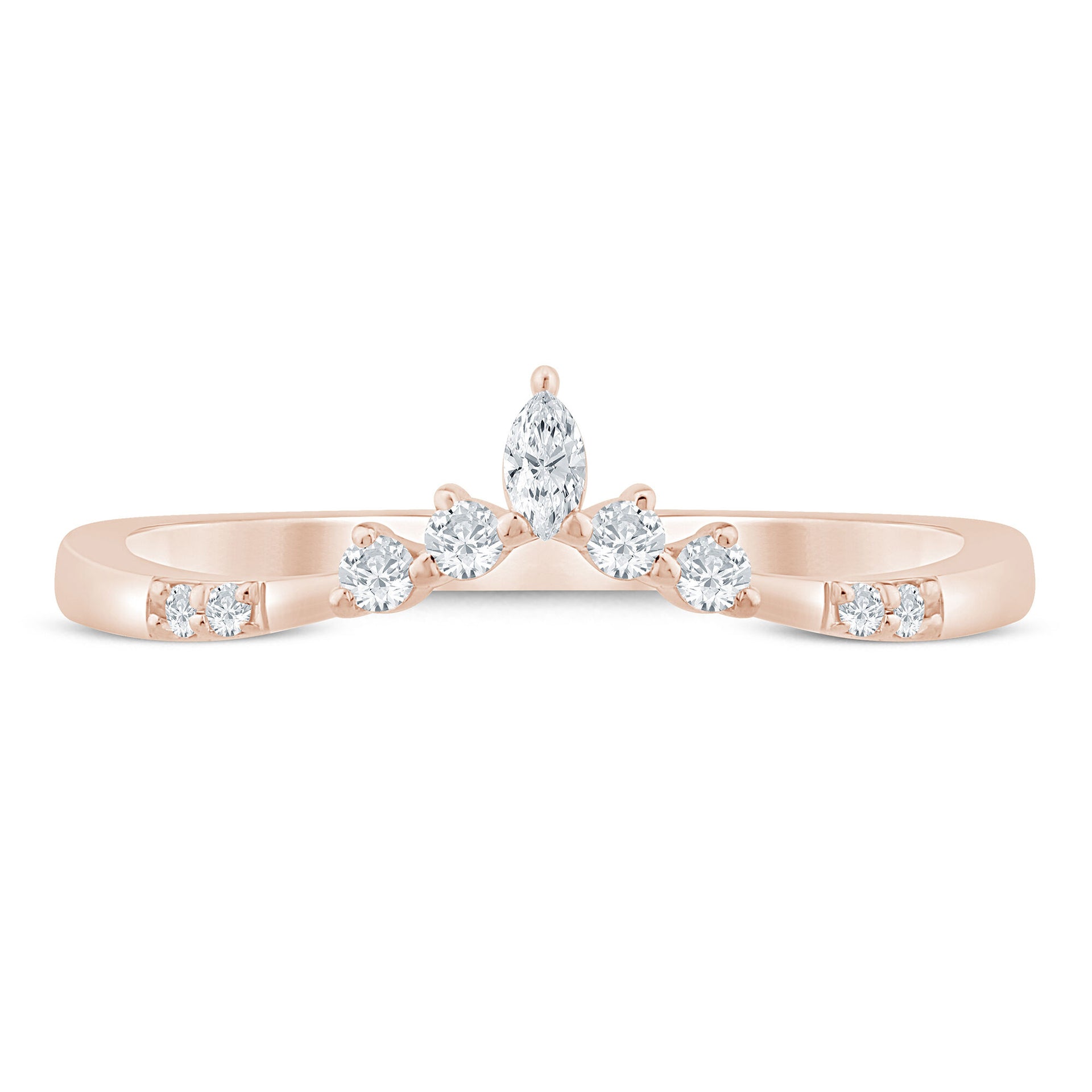 Marquise-Cut and Round Chevron Contour Band in 14K Rose Gold (1/8 ct. tw.)