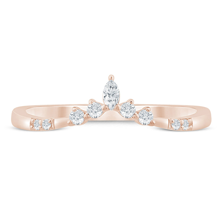 Marquise-Cut and Round Chevron Contour Band in 14K Rose Gold (1/8 ct. tw.)