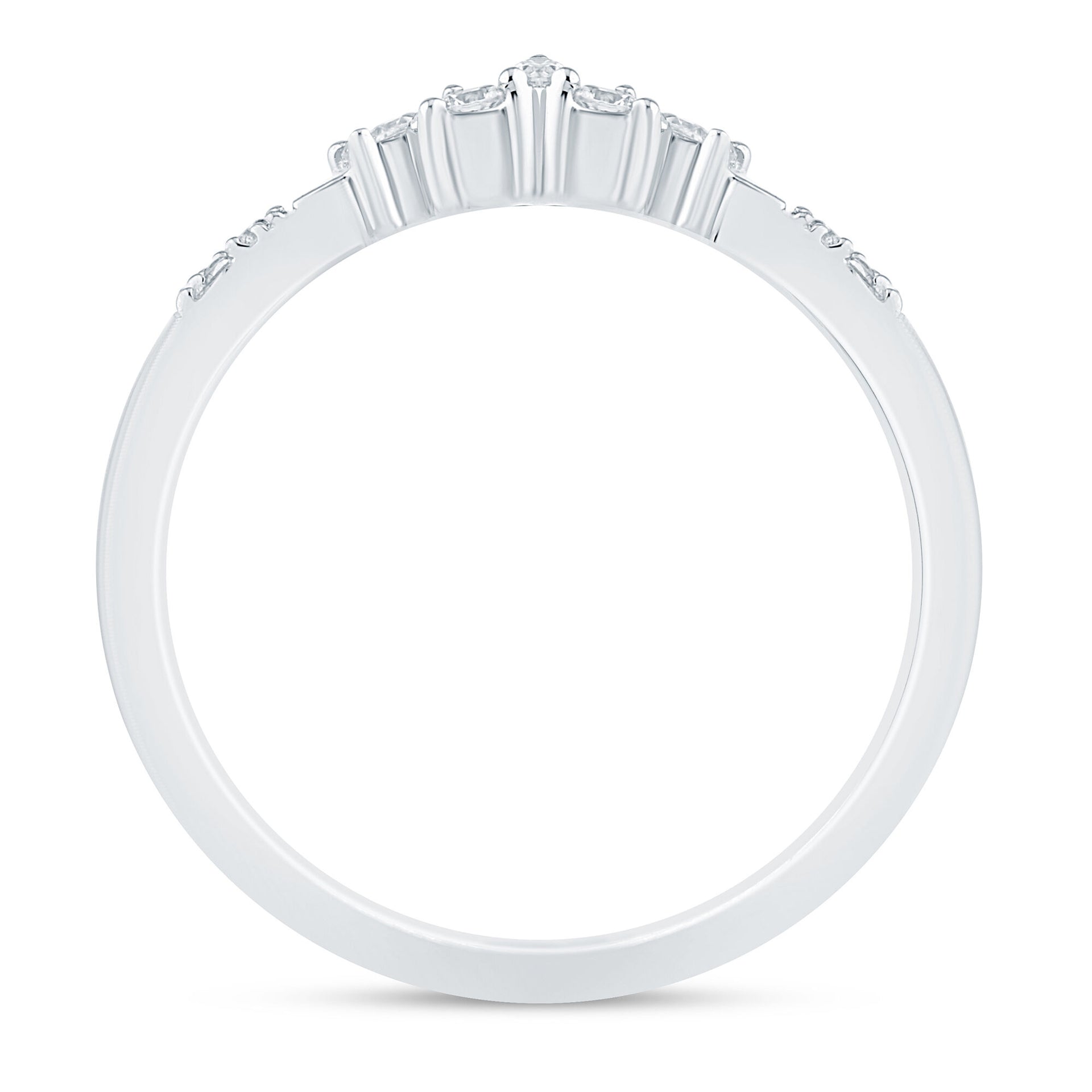 Marquise-Cut and Round Chevron Contour Band in 14K White Gold (1/8 ct. tw.)