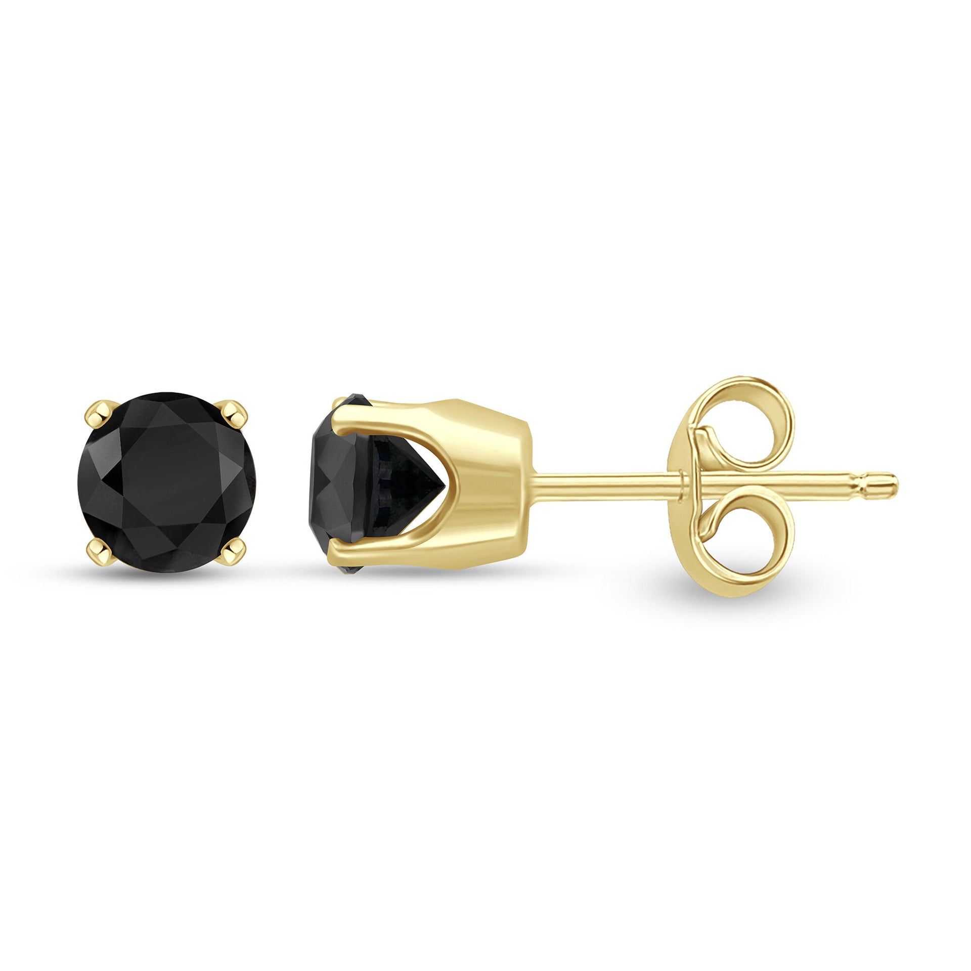 3 ct. tw. Black Diamond Stud Earrings in 14K Yellow Gold