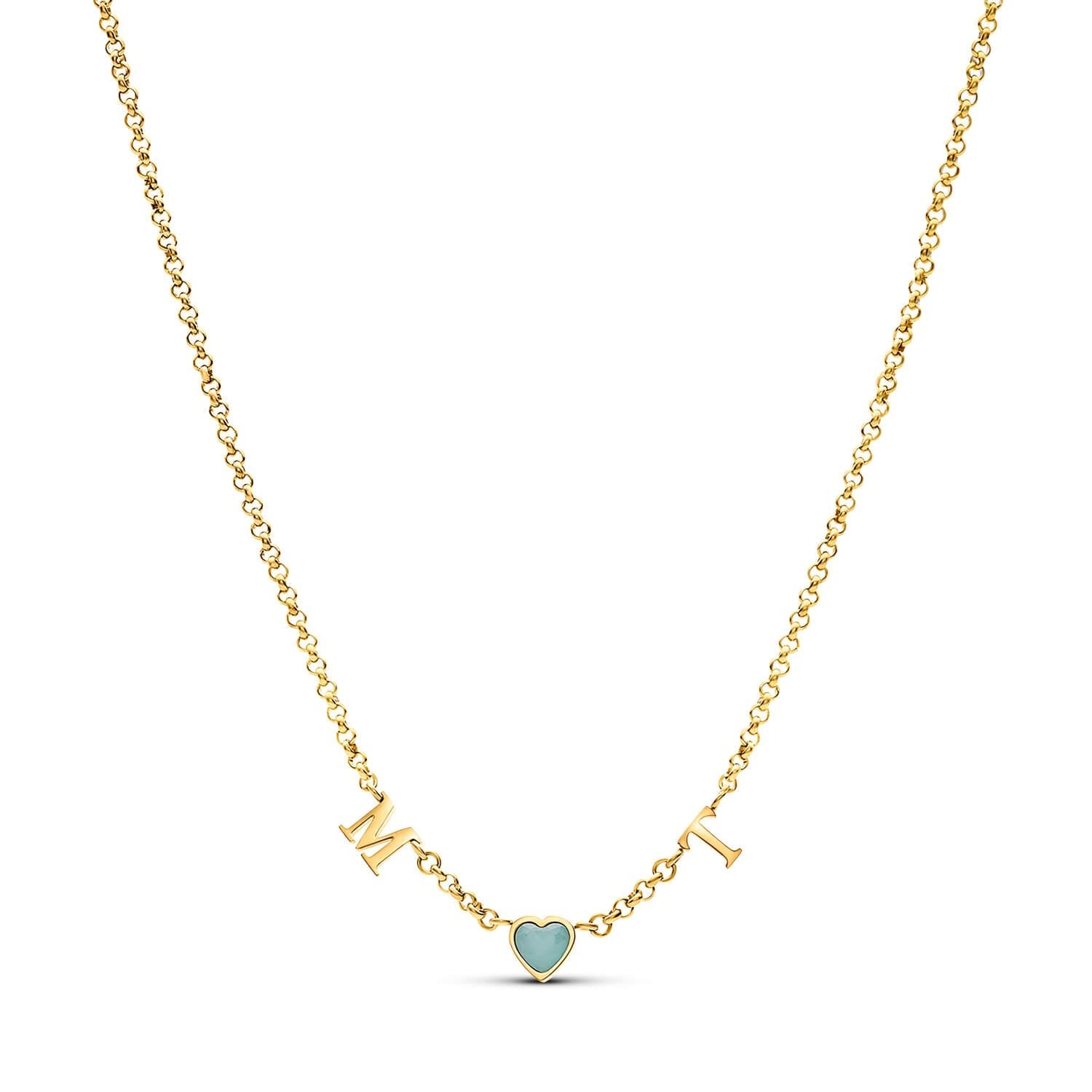 Made Mine Initials & Birthstone Necklace (Gold)