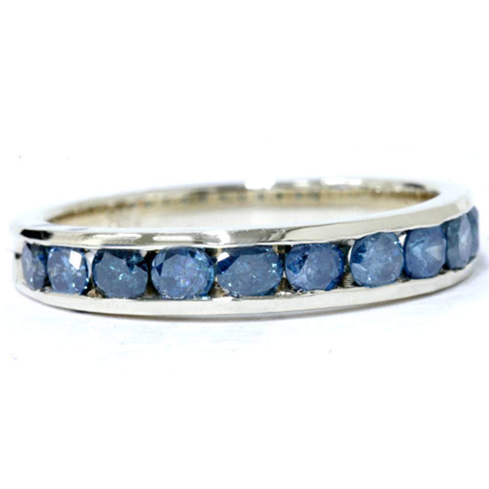 1ct Blue Diamond Channel Set Ring 14K Yellow Gold