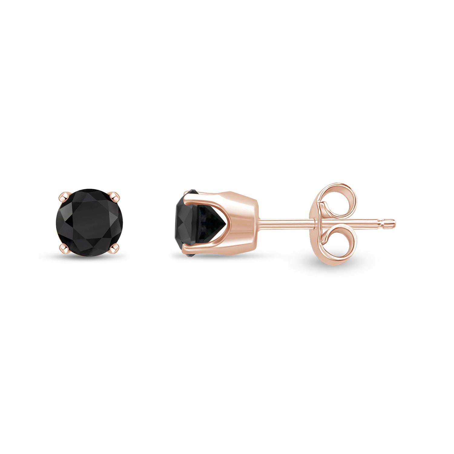 1/2 ct. tw. Black Diamond Stud Earrings in 14K Rose Gold