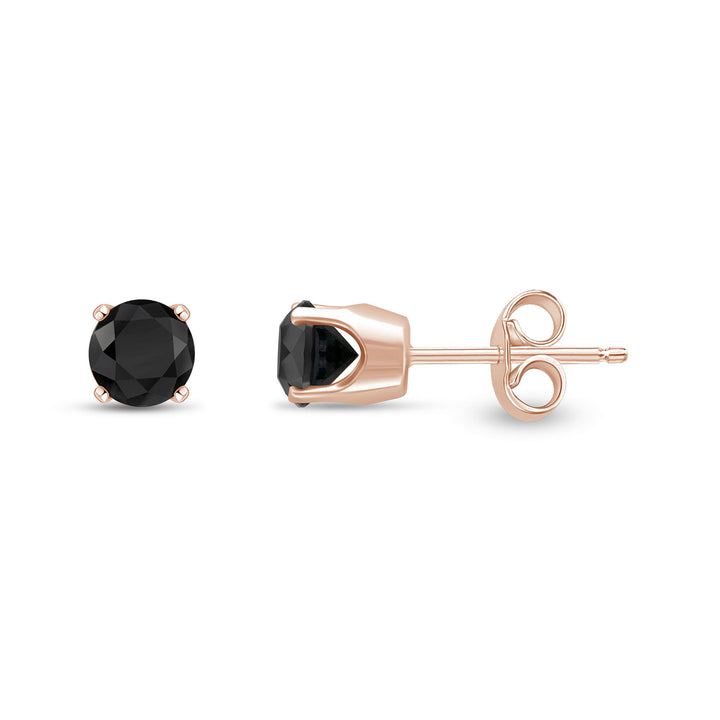 1/2 ct. tw. Black Diamond Stud Earrings in 14K Rose Gold