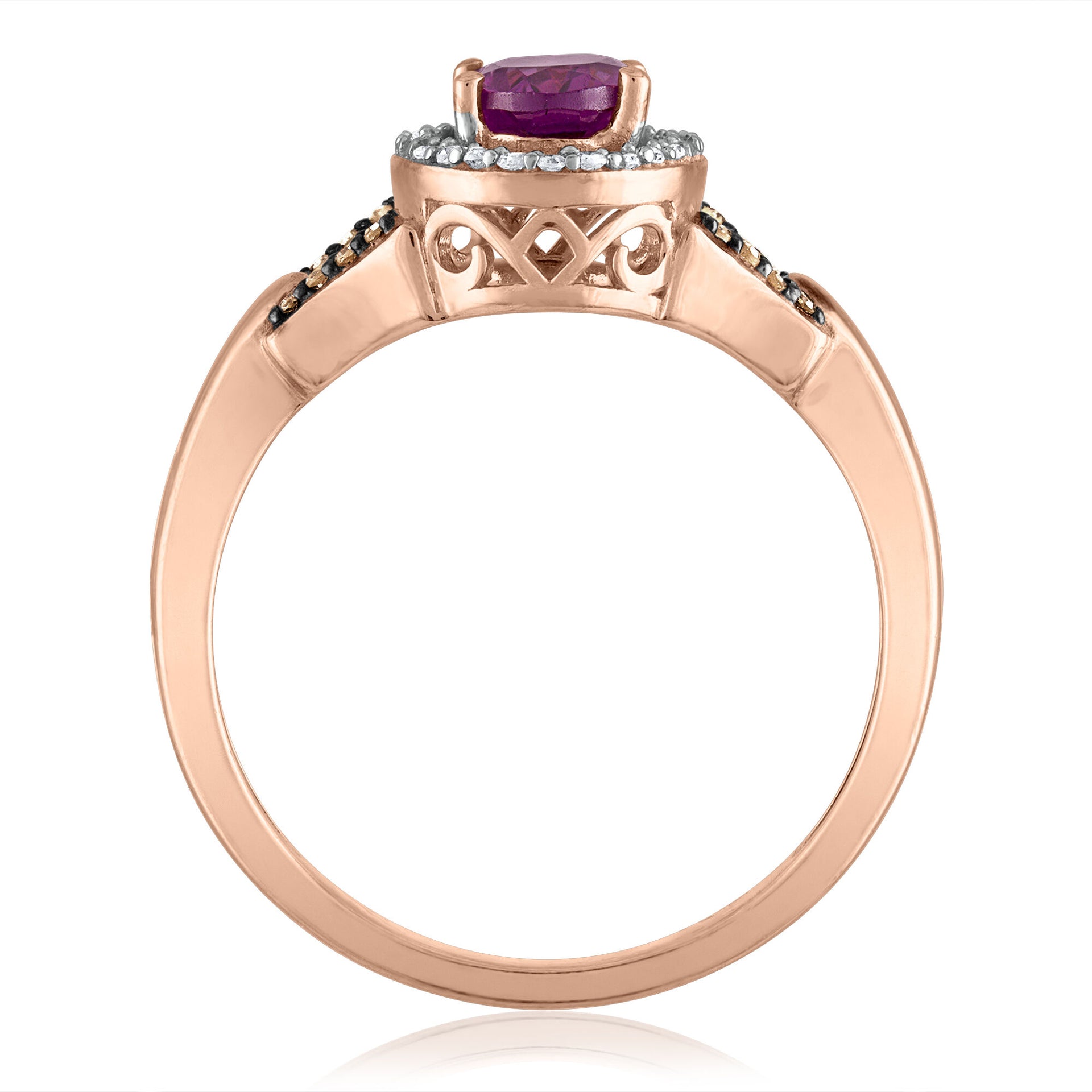 Rhodolite Garnet and Diamond Ring in 10K Rose Gold