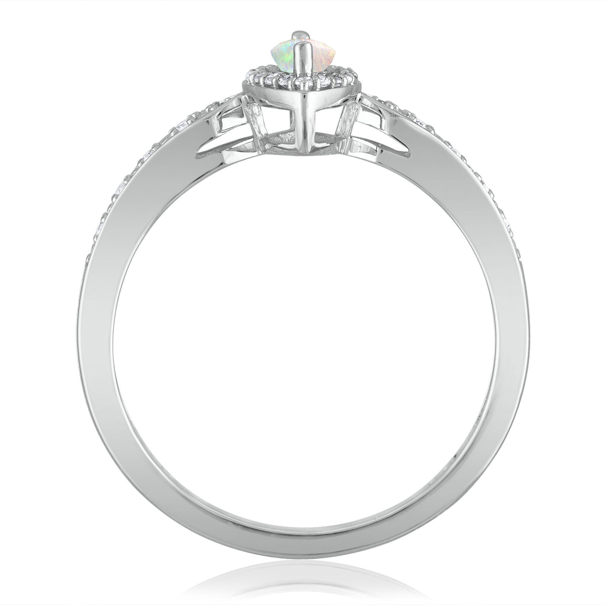 Opal and Diamond Ring in 14K White Gold (1/10 ct. tw.)