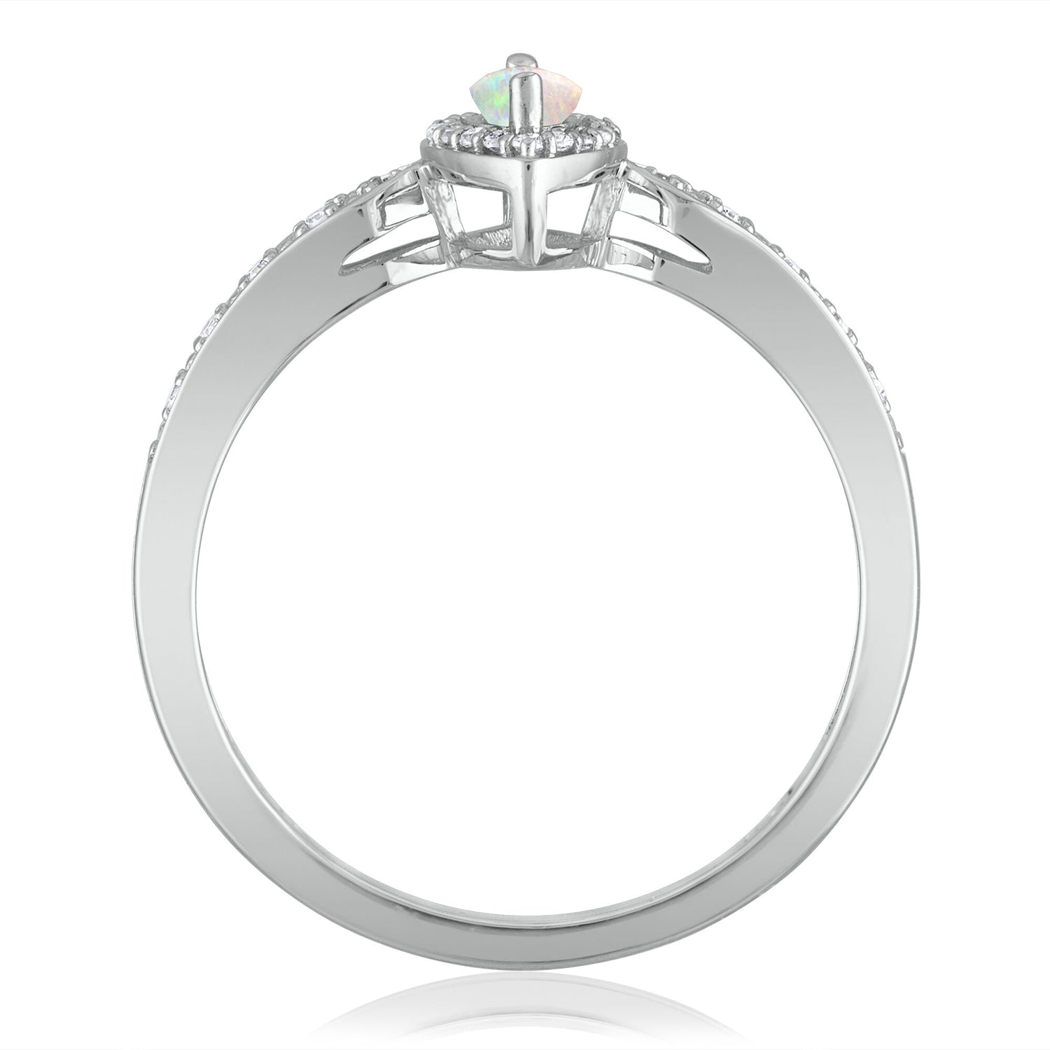 Opal and Diamond Ring in 14K White Gold (1/10 ct. tw.)