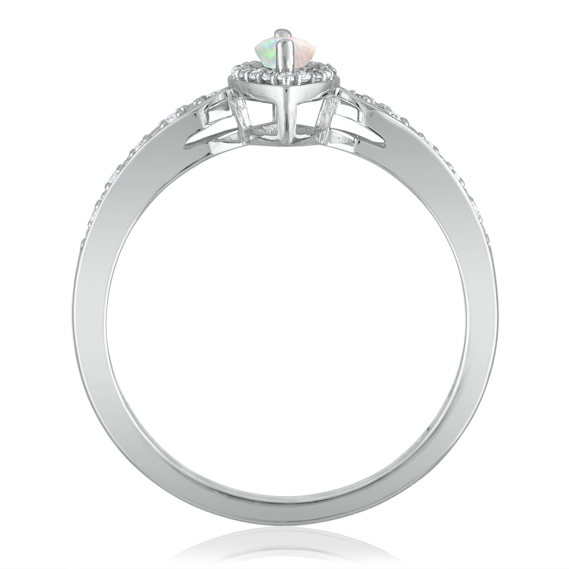 Opal and Diamond Ring in 14K White Gold (1/10 ct. tw.)