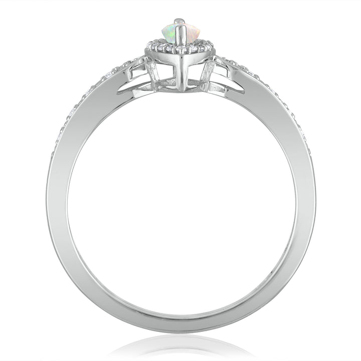 Opal and Diamond Ring in 14K White Gold (1/10 ct. tw.)