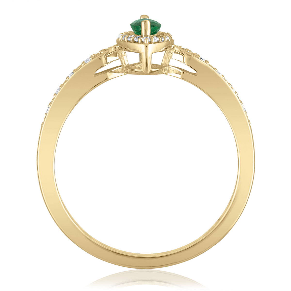 Emerald and Diamond Ring in 14K Yellow Gold (1/10 ct. tw.)