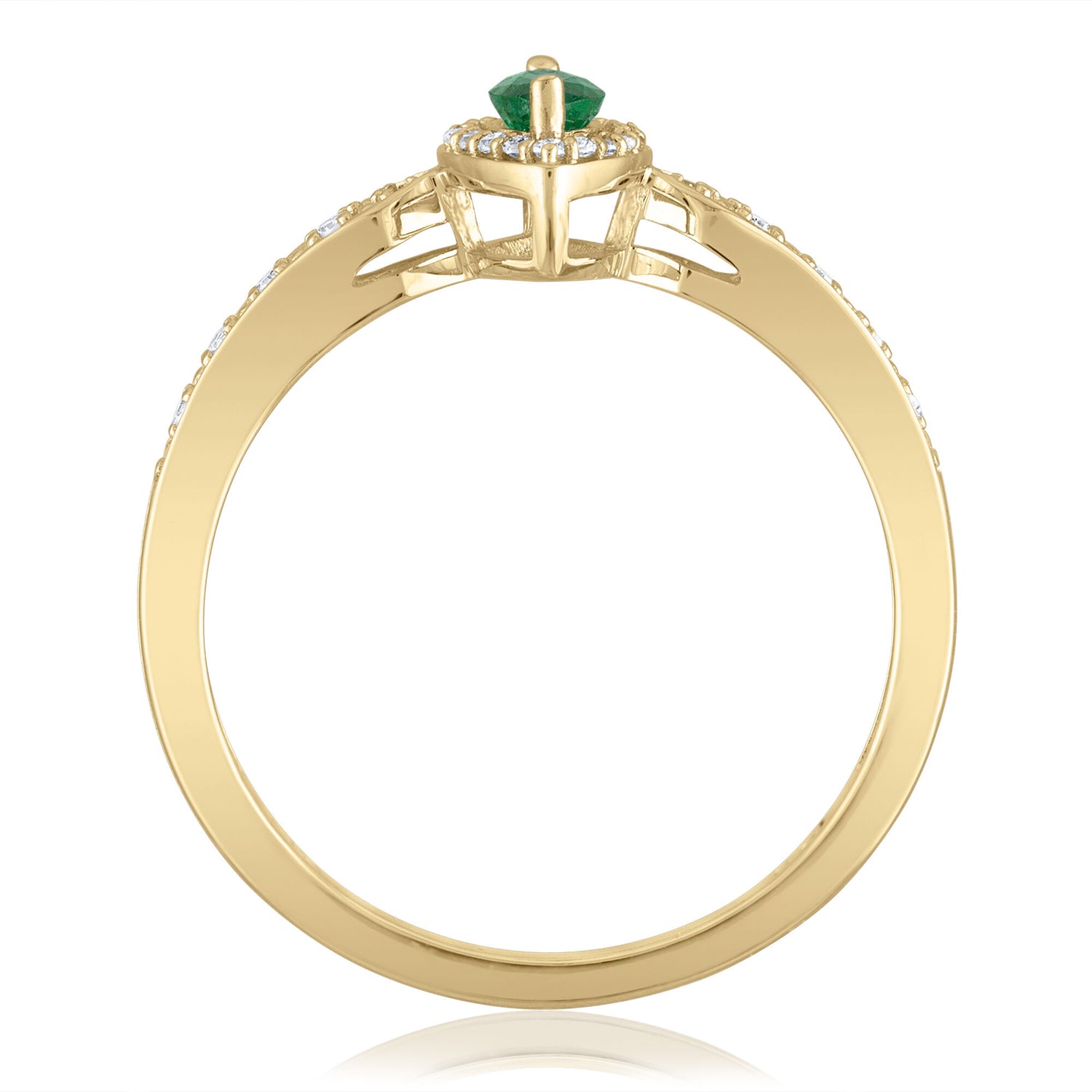 Emerald and Diamond Ring in 14K Yellow Gold (1/10 ct. tw.)