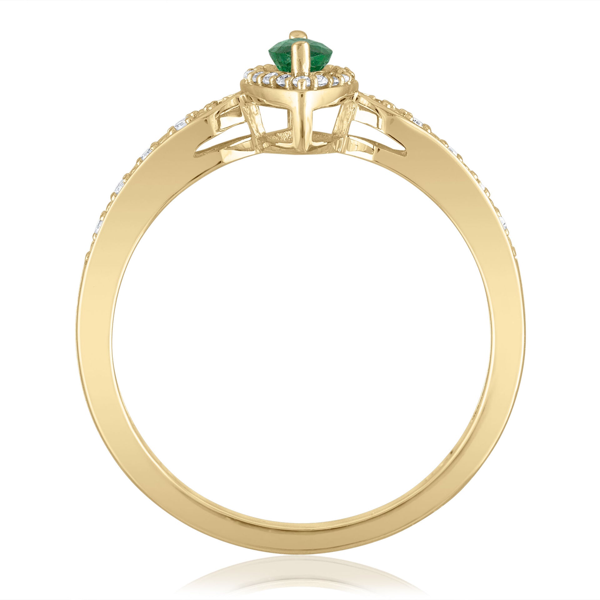 Emerald and Diamond Ring in 14K Yellow Gold (1/10 ct. tw.)