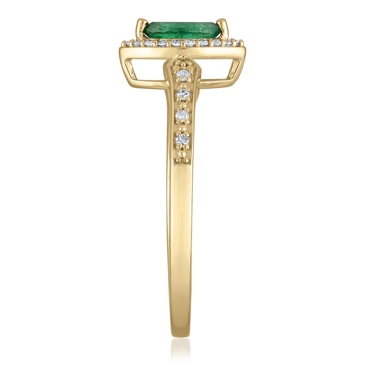 Emerald and Diamond Ring in 14K Yellow Gold (1/10 ct. tw.)