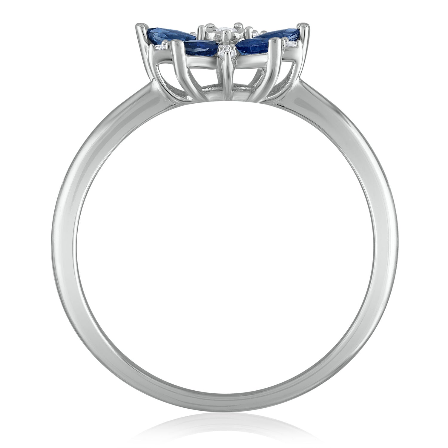 Blue Sapphire and Diamond Accent Floral Ring in 10K White Gold