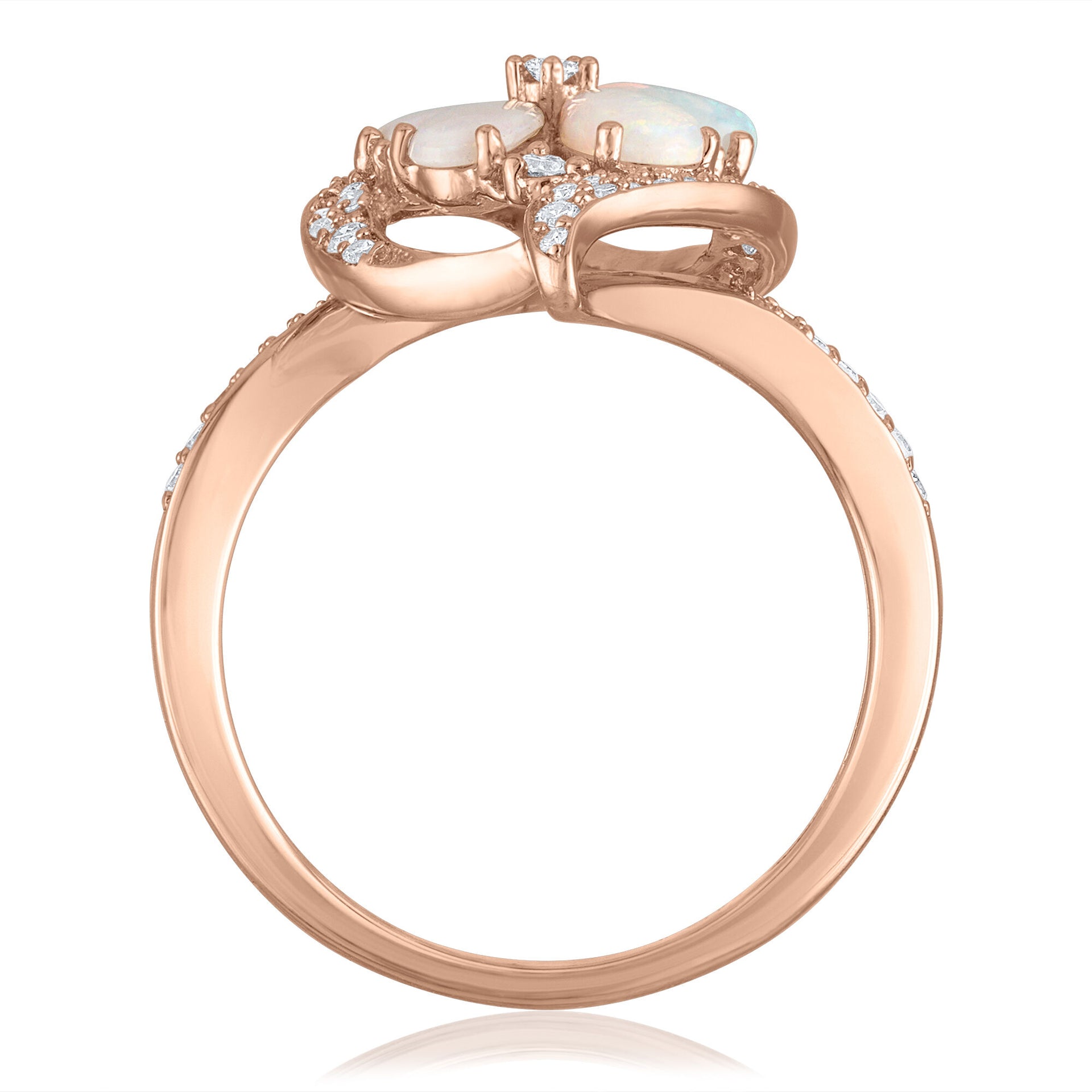 Opal and Diamond Flower Ring in 14K Rose Gold (1/3 ct. tw.)