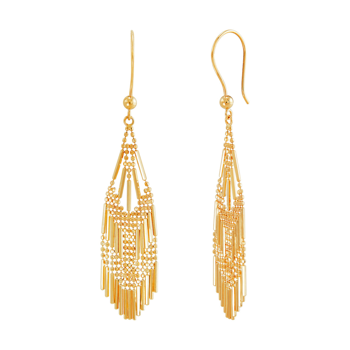 Beaded Dangle Earrings in 10K Yellow Gold