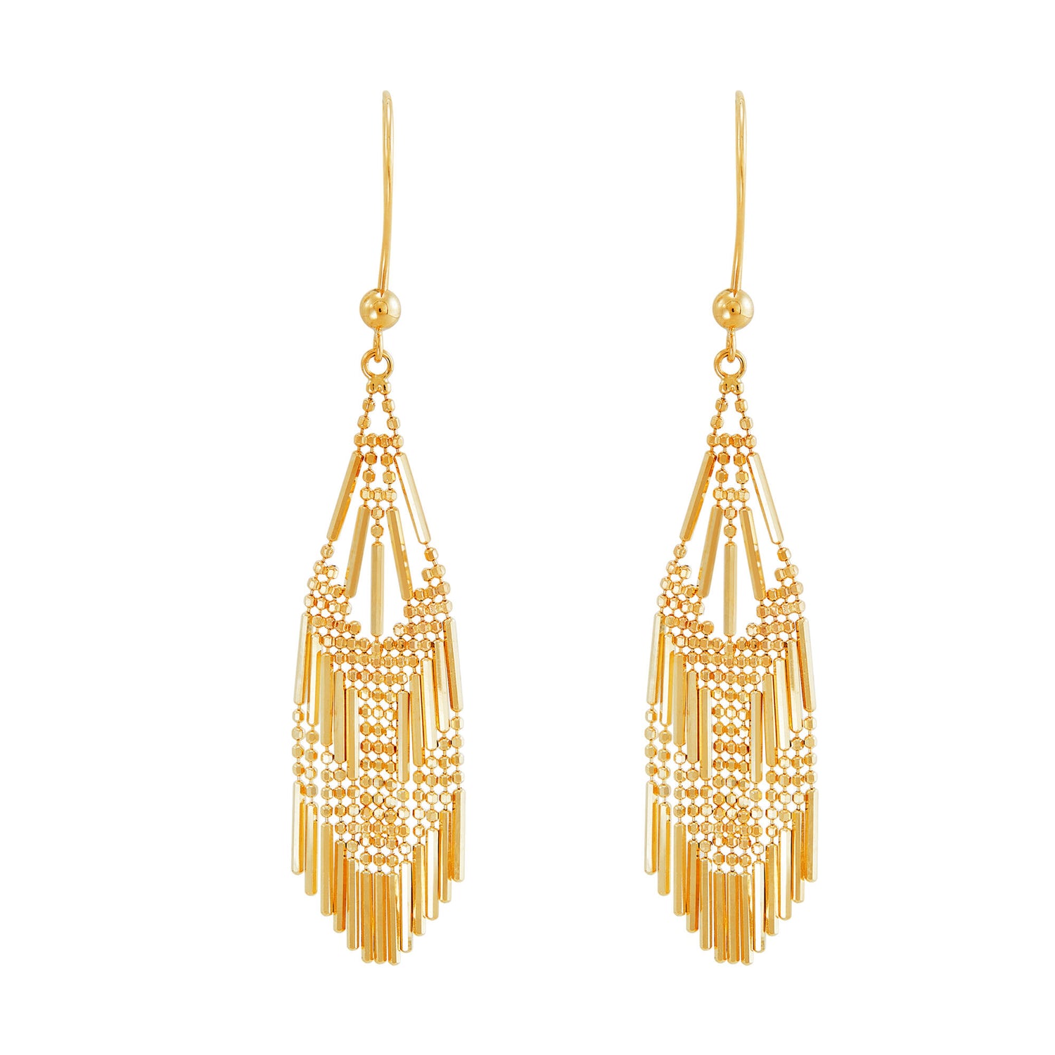 Beaded Dangle Earrings in 10K Yellow Gold - Main Image
