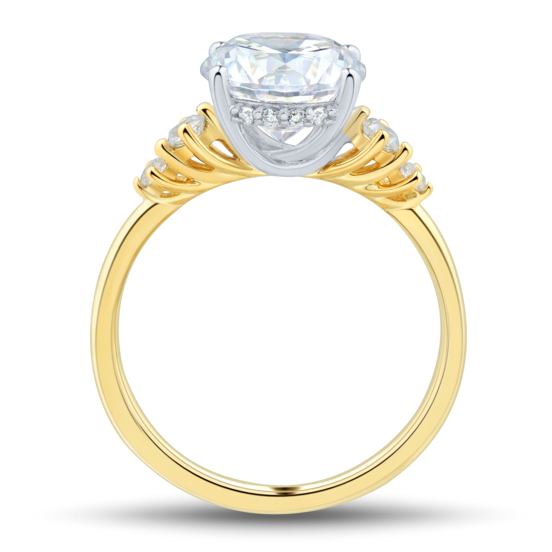 Lab Grown Diamond Round Center Engagement Ring in 14K Yellow and White Gold (2 3/4 ct. tw.)