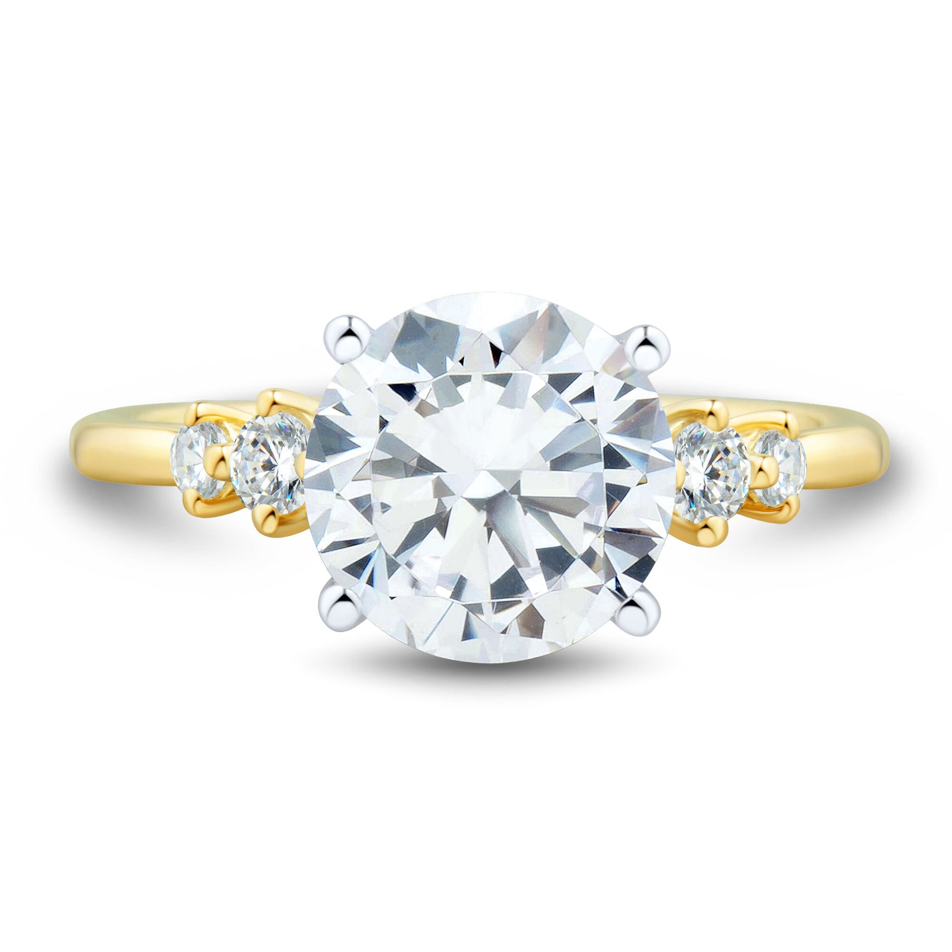 Lab Grown Diamond Round Center Engagement Ring in 14K Yellow and White Gold (2 3/4 ct. tw.)