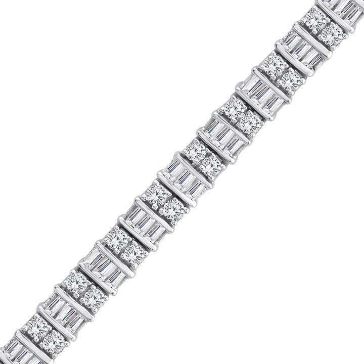 Baguette and Round Diamond Bracelet in 14K White Gold (3 ct. tw.)