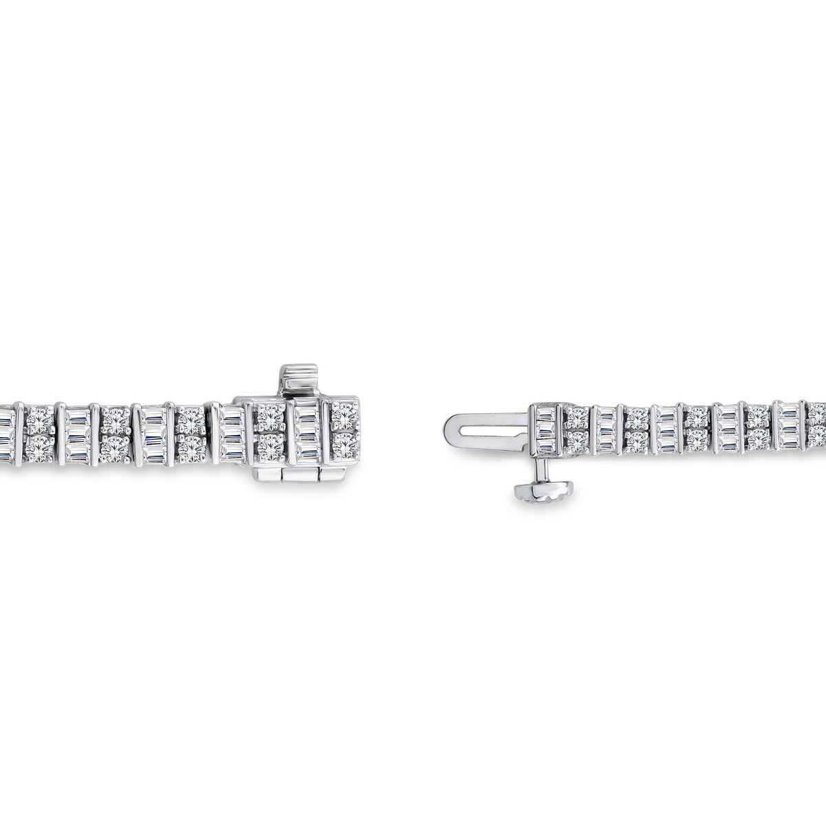 Baguette and Round Diamond Bracelet in 14K White Gold (3 ct. tw.)