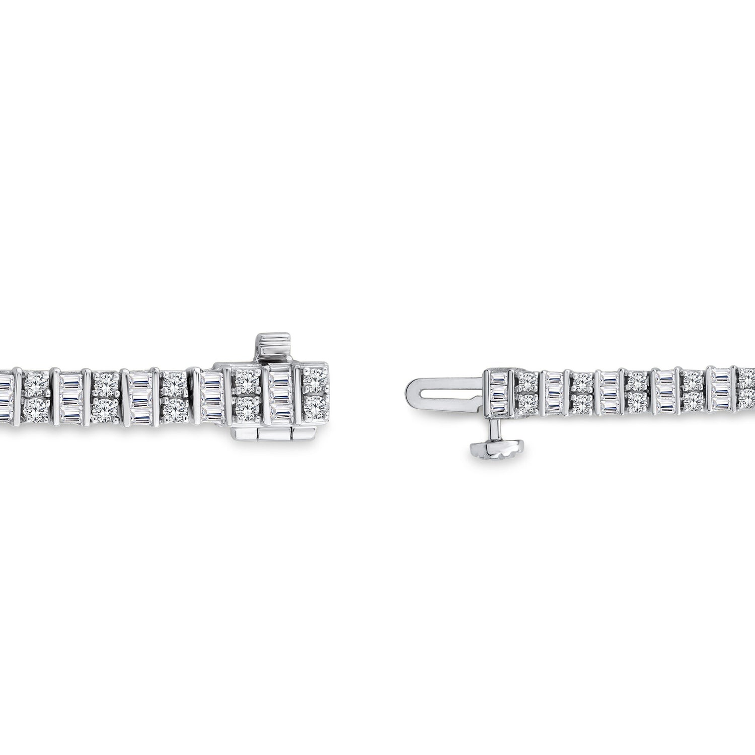 Baguette and Round Diamond Bracelet in 14K White Gold (3 ct. tw.)