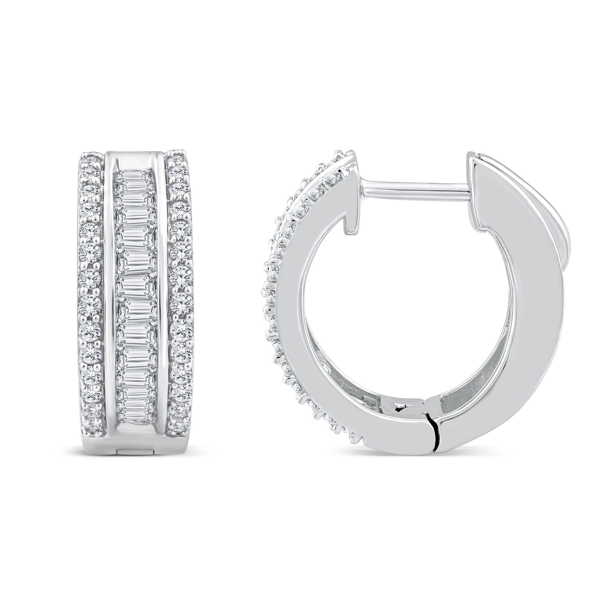 Diamond Hoop Earrings in 14K White Gold (1 ct. tw.)