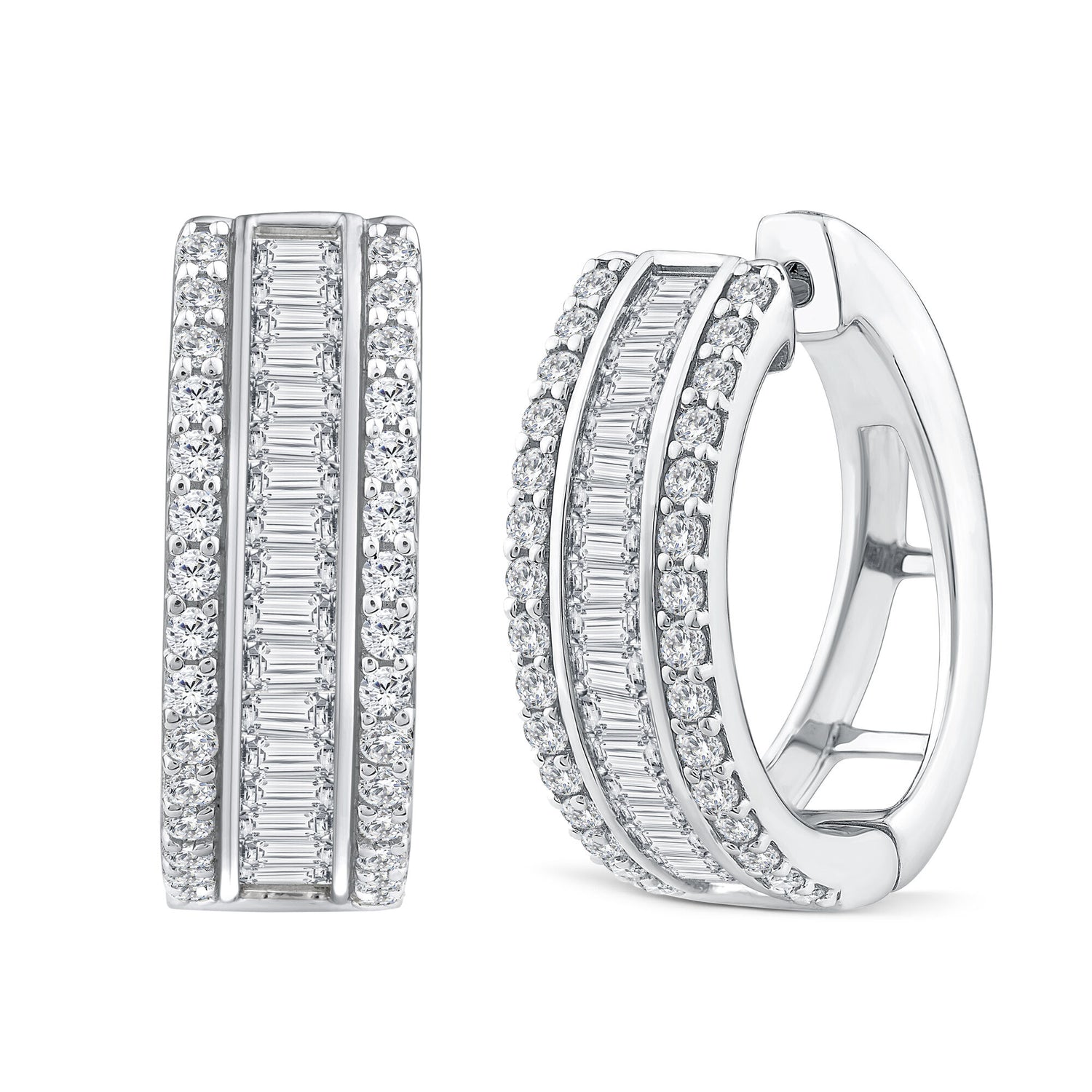Diamond Hoop Earrings in 14K White Gold (2 ct. tw.)