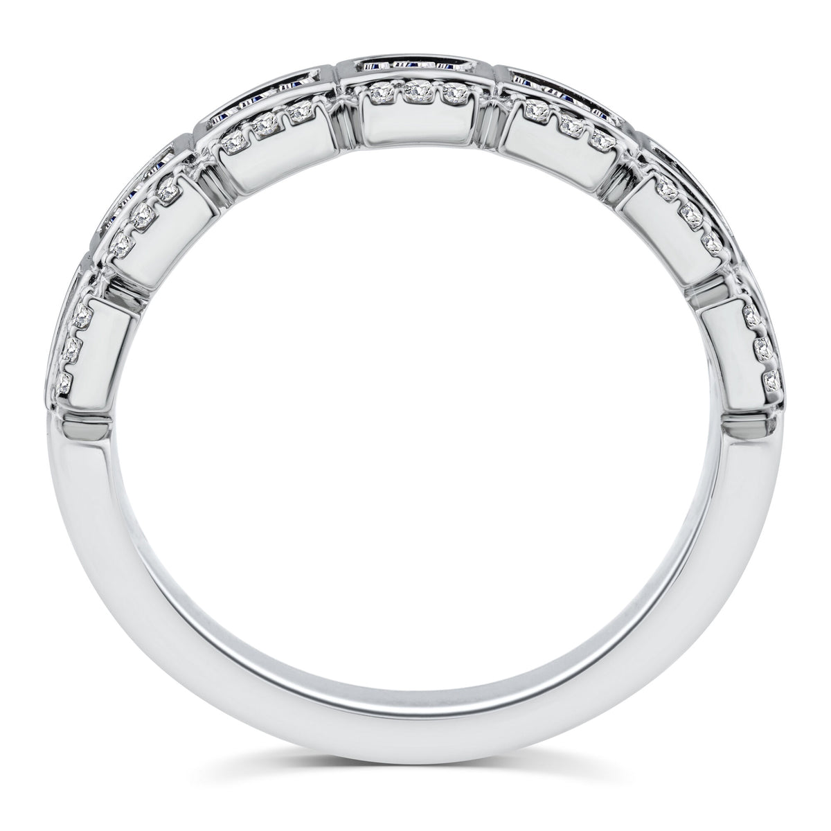 Baguette and Round Diamond Multi-Row Ring in 14K White Gold (1/2 ct. tw.)