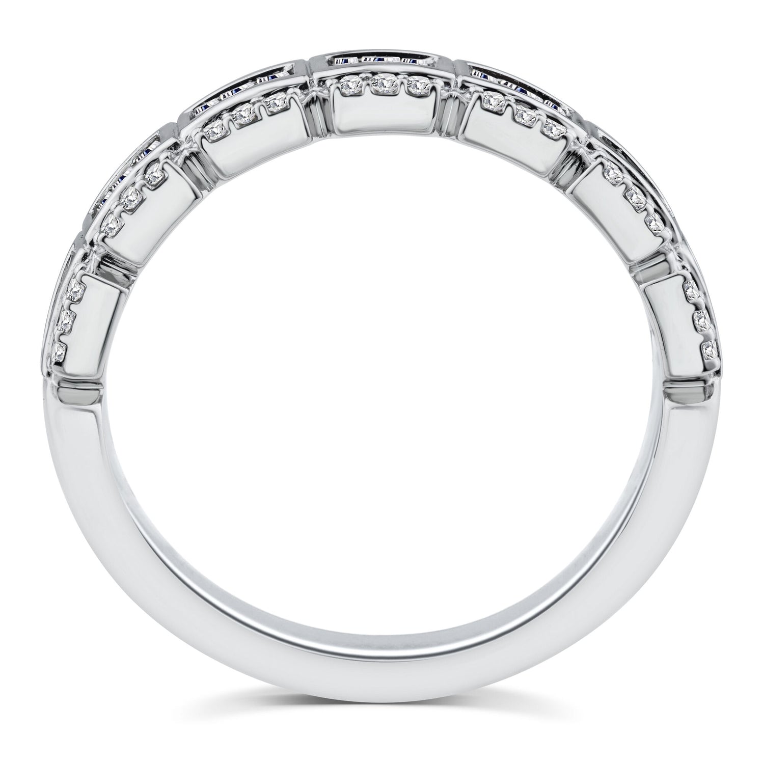 Baguette and Round Diamond Multi-Row Ring in 14K White Gold (1/2 ct. tw.)