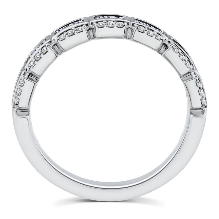 Baguette and Round Diamond Multi-Row Ring in 14K White Gold (1/2 ct. tw.)