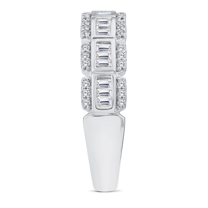 Baguette and Round Diamond Multi-Row Ring in 14K White Gold (1/2 ct. tw.)