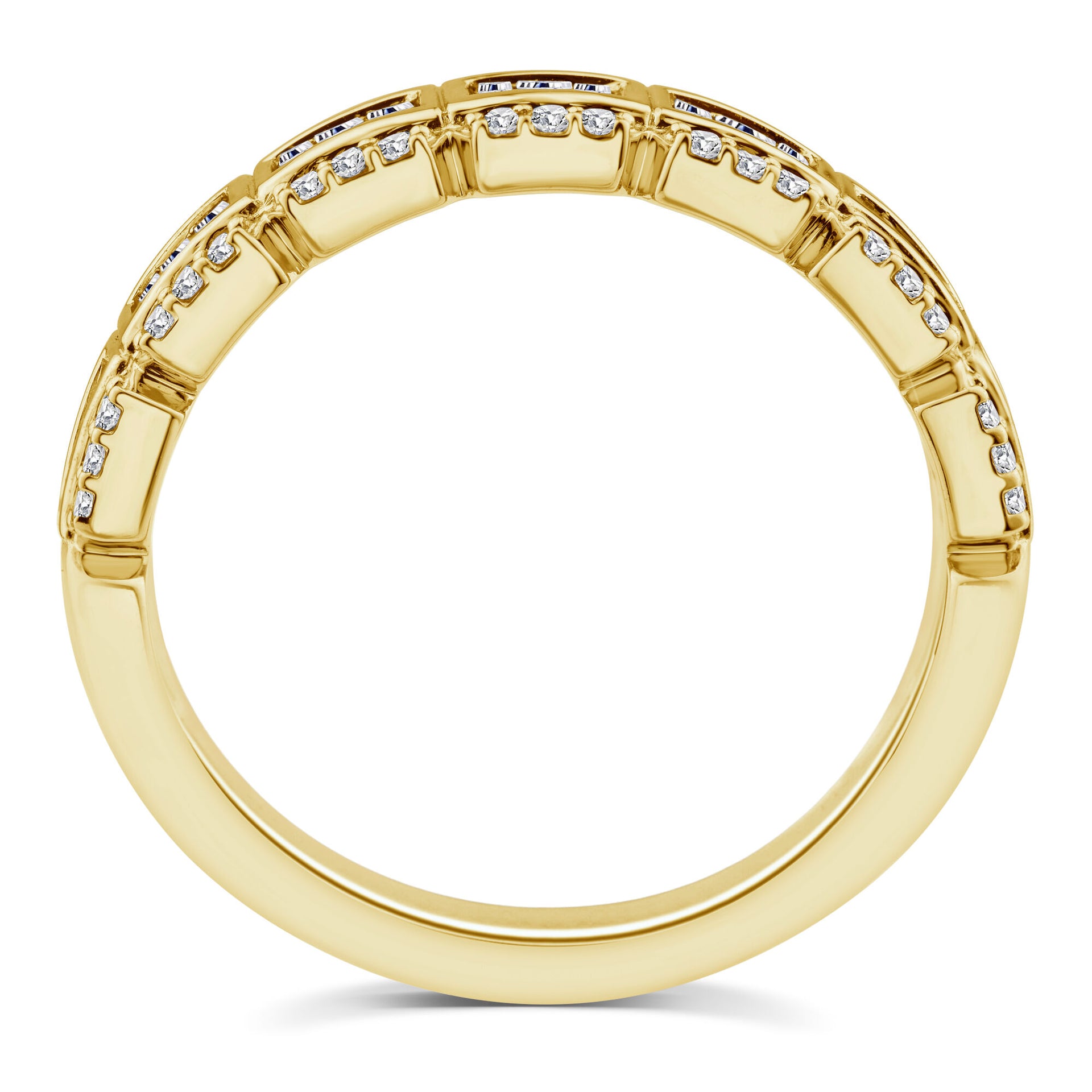 Baguette and Round Diamond Multi-Row Ring in 14K Yellow Gold (1/2 ct. tw.)
