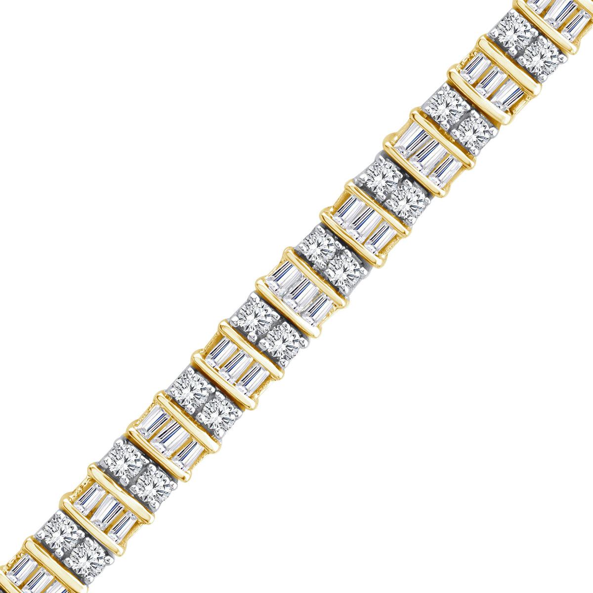 Baguette and Round Diamond Bracelet in 14K Yellow Gold (3 ct. tw.)