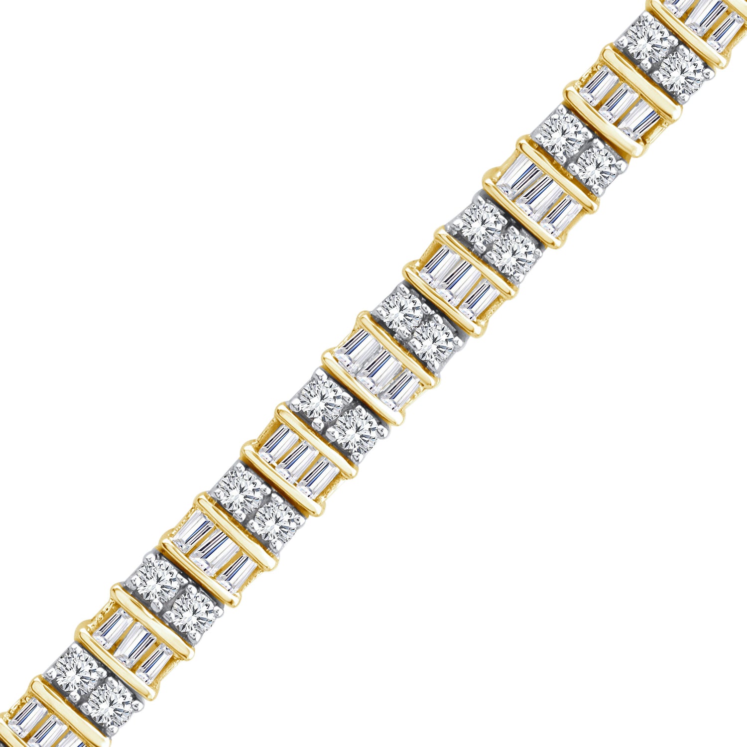 Baguette and Round Diamond Bracelet in 14K Yellow Gold (3 ct. tw.)