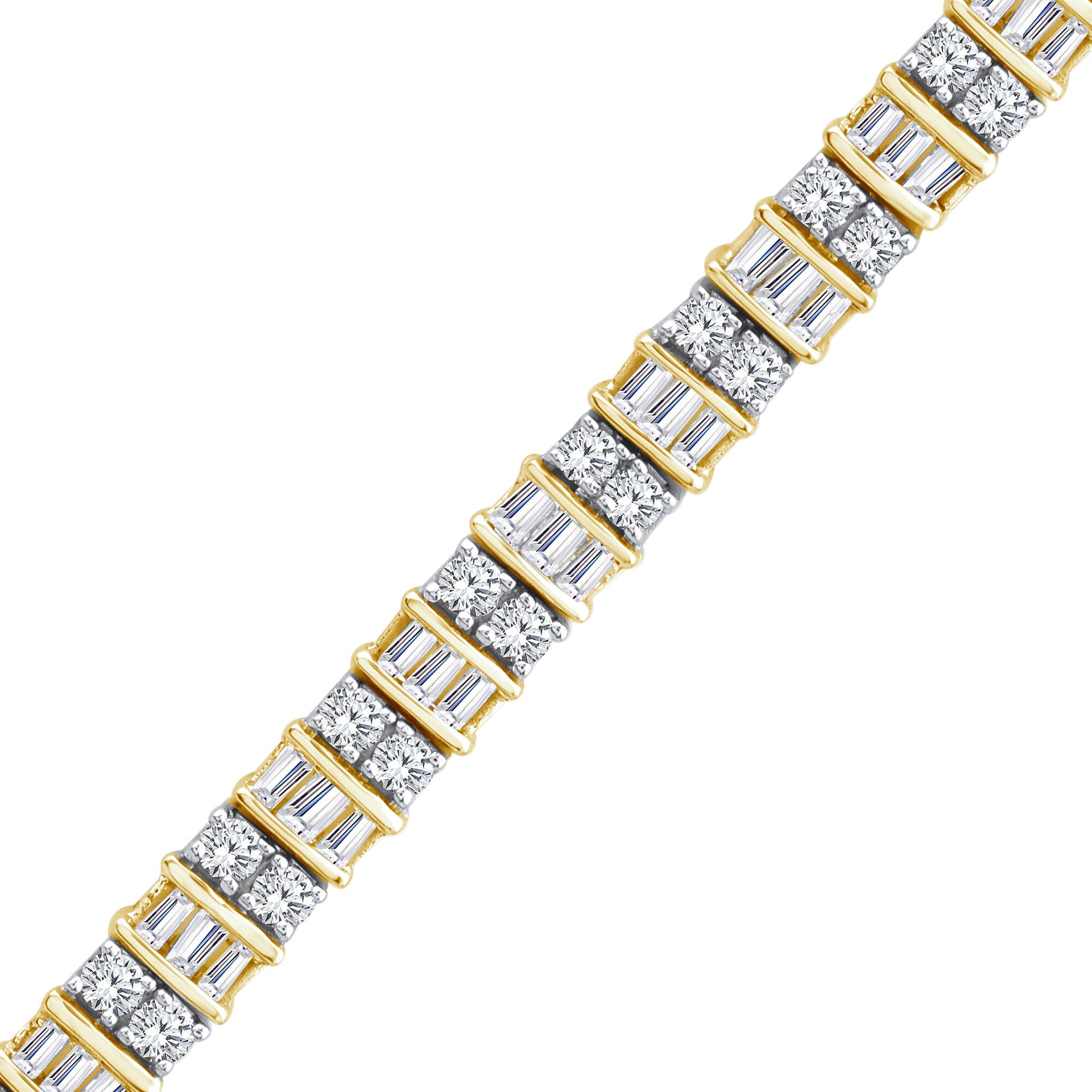Baguette and Round Diamond Bracelet in 14K Yellow Gold (3 ct. tw.)