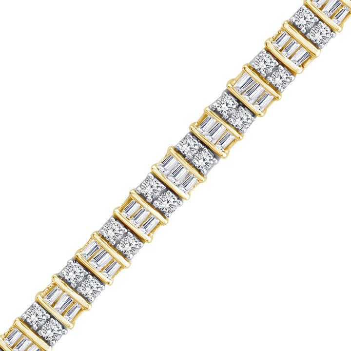 Baguette and Round Diamond Bracelet in 14K Yellow Gold (3 ct. tw.)