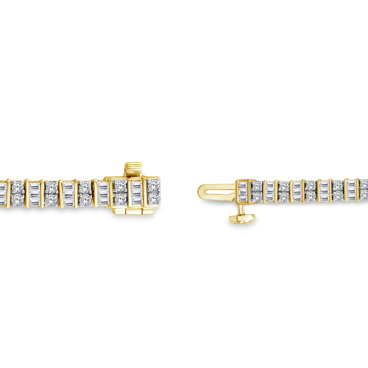 Baguette and Round Diamond Bracelet in 14K Yellow Gold (3 ct. tw.)