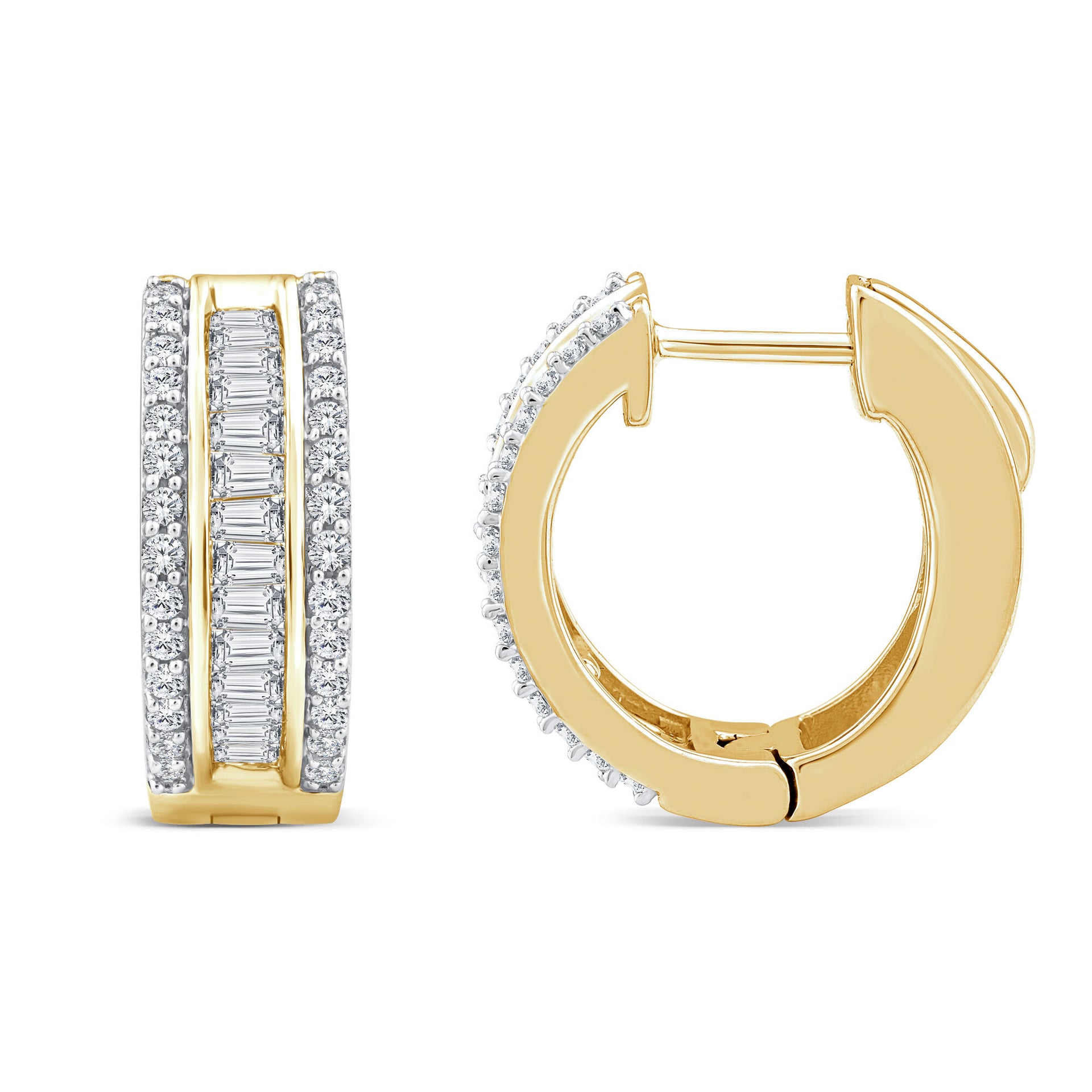 Diamond Hoop Earrings in 14K Yellow Gold (1 ct. tw.)